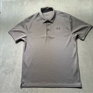 Under Armour Mens Polo Shirt XLT Tall Gray Short Sleeve Polyester Knit